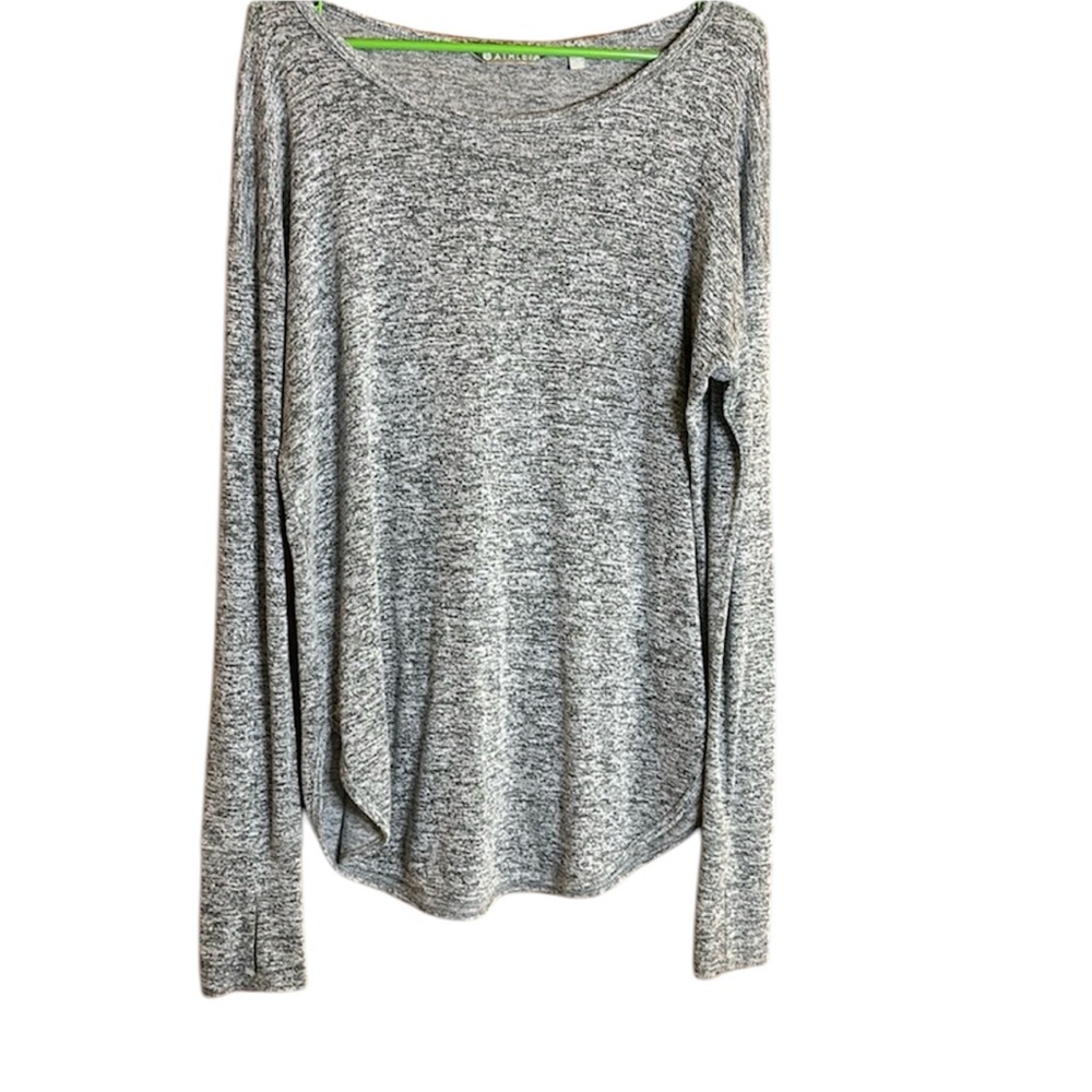 Athleta Tunic Length Gray/Black  Sweater With Thumbholes